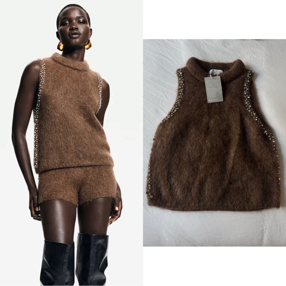 H&M LIMITED EDITION MOHAIR-BLEND EMBELLISHED TOP
